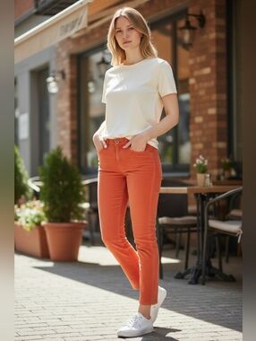 Dear John Corduroy Skinny Pants – Coral Rust – Size 26